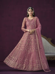 Blush Royale Anarkali with Intricate Golden Embroidery