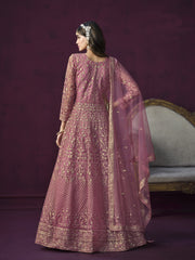 Blush Royale Anarkali with Intricate Golden Embroidery