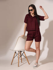 Mulberry Wine Co-ord Set Shorts & Top