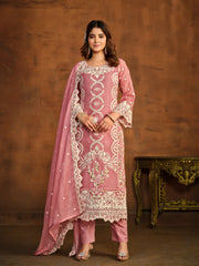 Floral Embroidered Soft Organza Suit