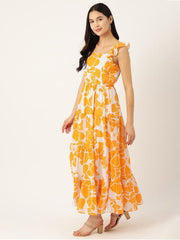 Yellow & White Floral and Fit Dress