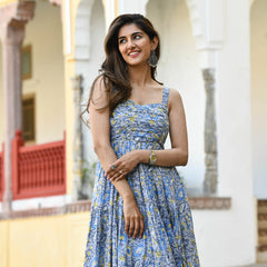 JAAL PRINT MOONGA SILK DRESS