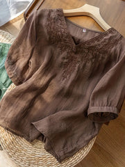 Brown Elegance Layered cotton top