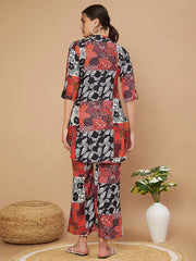 HIR's Floral Printed Mandarin Collar Tunic & Trouser