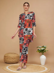 HIR's Floral Printed Mandarin Collar Tunic & Trouser