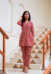 HIR's Floral Printed Mandarin Collar Tunic with Trousers