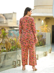 HIR's Maharani Pink Handblock Cotton Floral Co-ord Set