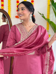 MADHVI VISCOSE CHANDERI SUIT SET