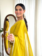 KAYLA Chanderi EMBROIDERED HALDI SUIT SET