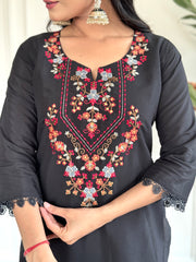 kalini chanderi embroidery Kurti SET