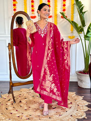 NIRJA VISCOSE CHANDERI SUIT SET