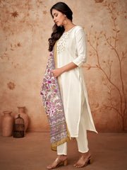 Chanderi viscose 3 piece suit set