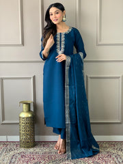 EMILY VISCOSE CHANDERI BLUEISH SUIT SET