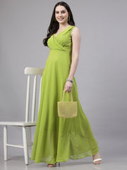 Women Fit and Flare Dress (Fluorescent green)