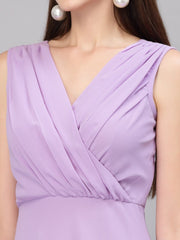 Women Fit and Flare Purple Dress