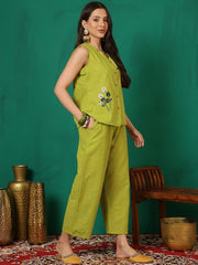 Embroidered Pure Cotton Top With Trouser