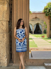 BLUE STRIPED  INDIGO DRESS